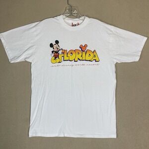 Disney Designs T-Shirt Mens L Florida Mickey Mouse White Walt Disney World EUC